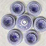 Service à table en céramique à motifs graphiques bleus 20 pièces