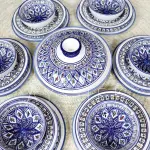 Service à table en céramique à motifs graphiques bleus 20 pièces